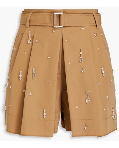 3.1 Phillip Lim Embellished Belted Twill Shorts - Natural