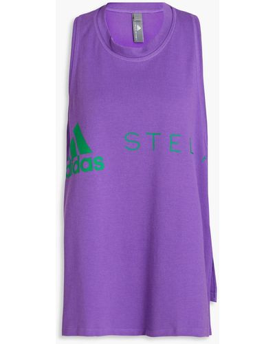 adidas By Stella McCartney Logo-print Stretch-cotton Jersey Tank - Purple