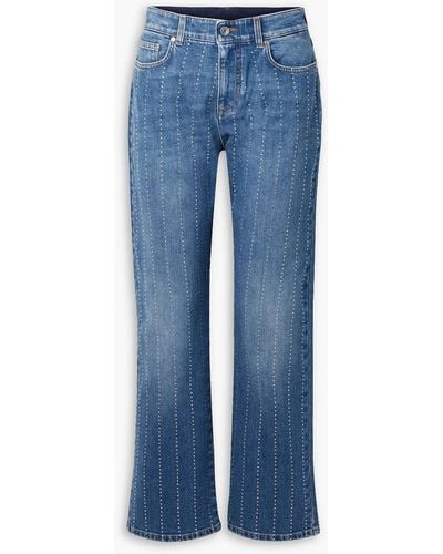 Stella McCartney Hoch sitzende jeans mit geradem bein und kristallverzierung - Blau