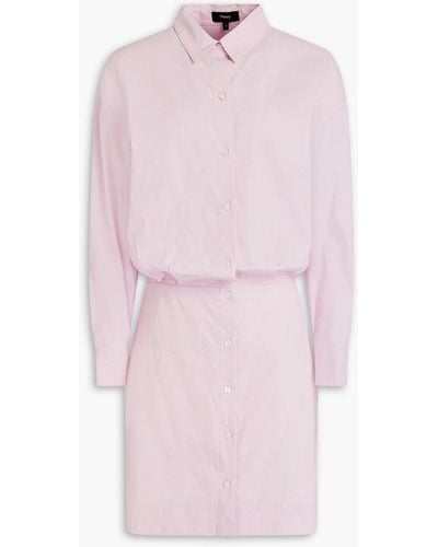 Theory Linen-blend Mini Shirt Dress - Pink