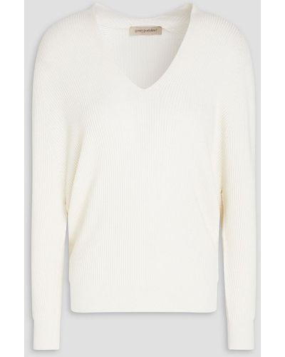 Gentry Portofino Silk And Cotton-blend Sweater - White