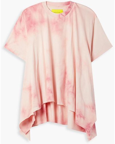 Marques'Almeida Asymmetrisches t-shirt aus baumwoll-jersey mit batikmuster - Pink