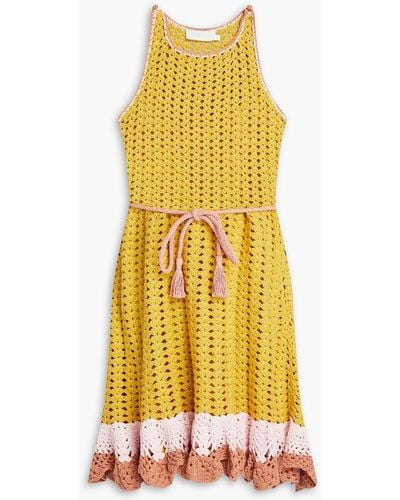 Zimmermann Ruffled Crocheted Cotton Mini Dress - Yellow
