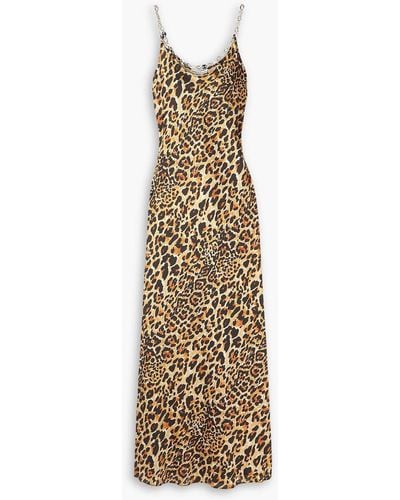 Rabanne Chain-embellished Leopard-print Satin Maxi Dress - Metallic