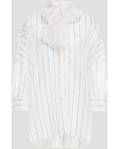 RED Valentino Pussy-bow Striped Cotton-blend Organza Shirt - White