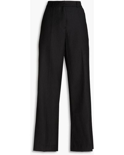 Holzweiler Pinstriped Wool-blend Twill Wide-leg Pants - Black