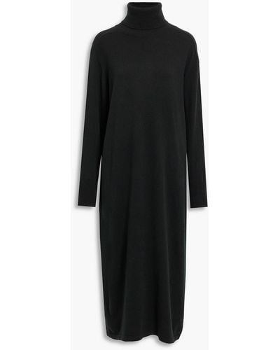 arch4 Lily Brushed Cashmere Turtleneck Midi Dress - Black