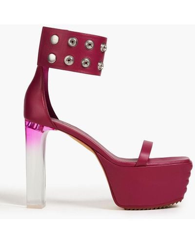 Rick Owens Luxor Eyelet-embellished Leather Platform Sandals - Pink