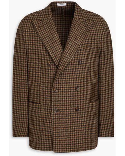 Boglioli Double-breasted Checked Wool And Cashmere-blend Blazer - Brown
