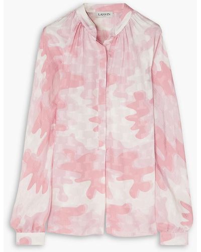 Lanvin Camouflage-print Silk-blend Jacquard Blouse - Pink