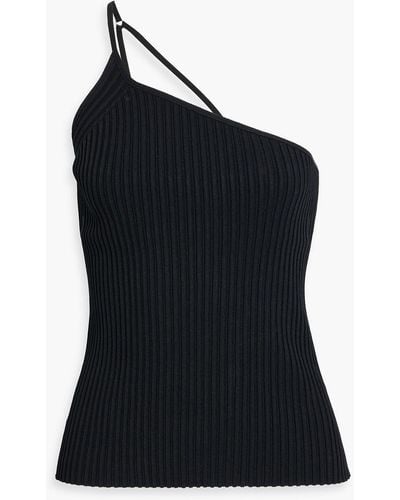 Helmut Lang One-shoulder Ribbed-knit Top - Black