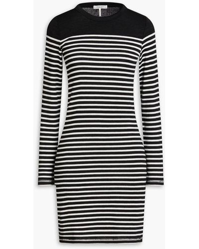 Rag & Bone Striped Knitted Mini Dress - Black