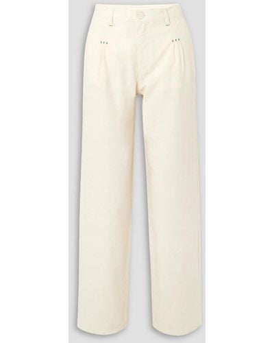 See By Chloé Embroidered Cotton Straight-leg Trousers - Natural