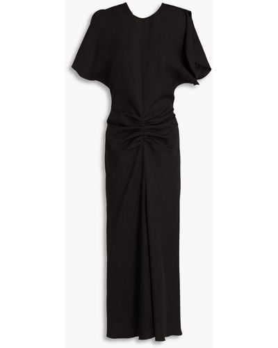 Victoria Beckham Ruffled Crepe Midi Dress - Black