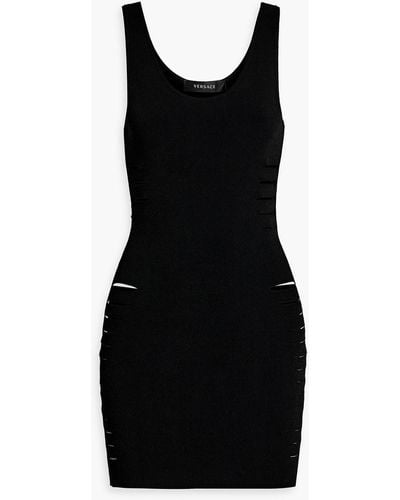 Versace Cutout Stretch-knit Mini Dress - Black