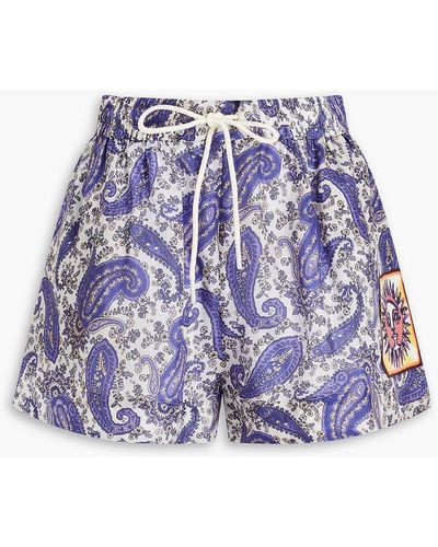 Zimmermann Devi shorts aus seide mit paisley-muster und applikation - Blau