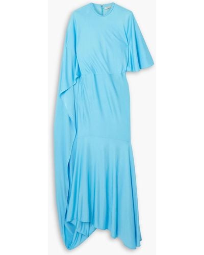 Stella McCartney Cape-effect Asymmetric Jersey Maxi Dress - Blue