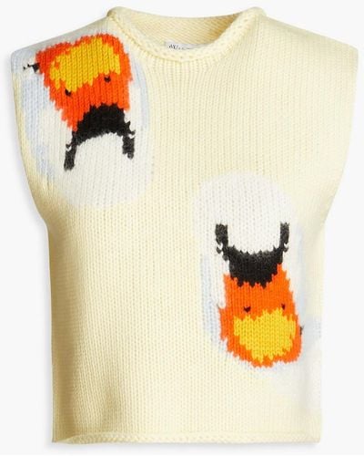 JW Anderson Cropped Intarsia Wool-blend Vest - Yellow