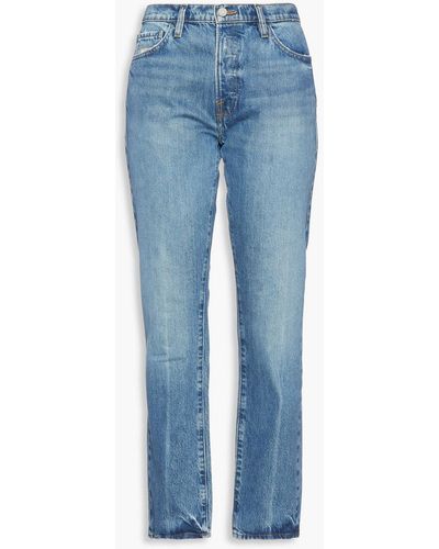 FRAME Le Slouch Faded High-rise Straight-leg Jeans - Blue
