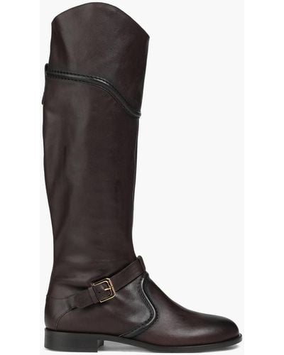 Alberta Ferretti Leather Knee Boots - Black