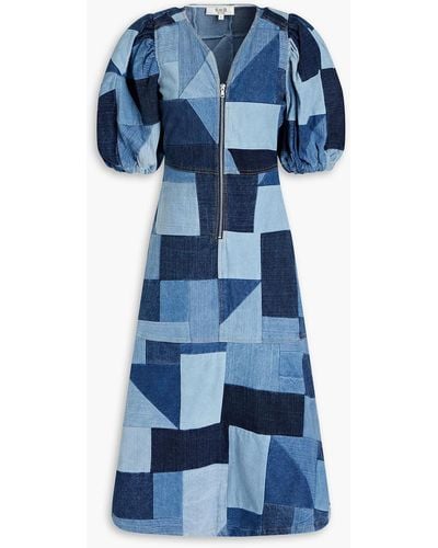 Sea Diego Patchwork-effect Denim Midi Dress - Blue