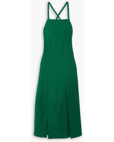 Three Graces London Yola Linen Midi Dress - Green