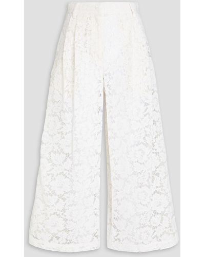 Valentino Garavani Hose mit weitem bein aus schnurgebundener spitze aus einer baumwollmischung - Weiß