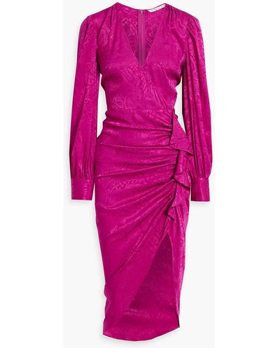 Veronica Beard Weiss Wrap-effect Silk-blend Jacquard Midi Dress - Pink