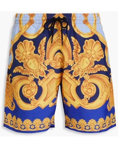 Versace Mid-length Printed Swim Shorts - Blue