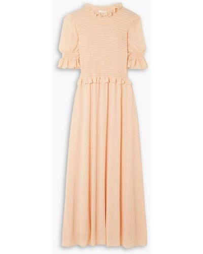 See By Chloé Shirred Georgette Maxi Dress - Natural
