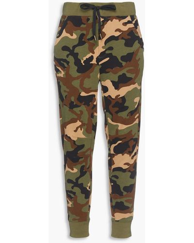 Veronica Beard Preslee Camouflage-print French Cotton-terry Track Pants - Green