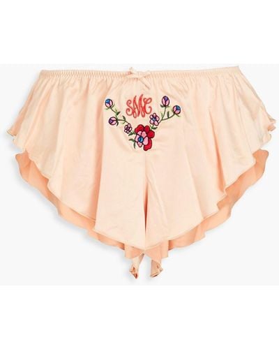 Stella McCartney Embroidered Stretch-satin Pyjama Shorts - Pink