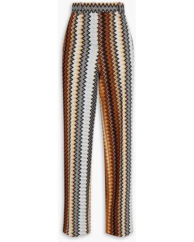 Missoni Metallic Crochet-knit Straight-leg Trousers - Brown