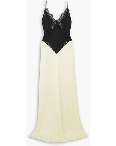 Victoria Beckham Duchesse-satin And Lace-trimmed Jersey Maxi Dress - White