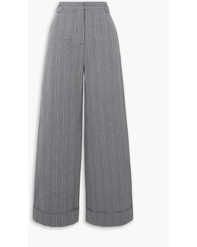 See By Chloé Striped Cotton Wide-leg Trousers - Grey