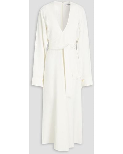 Victoria Beckham Wrap-effect Pleated Crepe Midi Dress - White