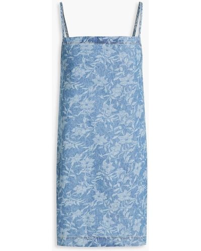 Rag & Bone Floral-print Denim Mini Dress - Blue