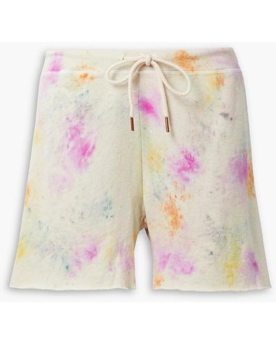 The Great The Sweatshort Tie-dyed French Cotton-terry Shorts - White