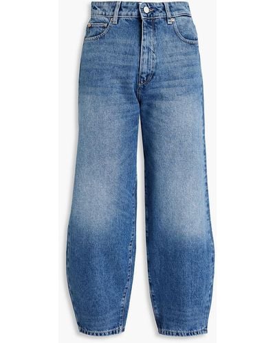 DL1961 Miro Cropped Faded High-rise Tapered Jeans - Blue