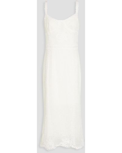 Dolce & Gabbana Crocheted Lace-trimmed Cotton-blend Midi Dress - White