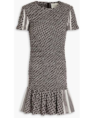Summery Copenhagen Celine Shirred Gathered Cotton-jacquard Mini Dress - Grey