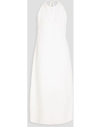 James Perse Lyocell And Linen-blend Halterneck Dress - White
