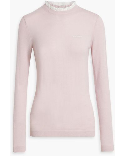 RED Valentino Point D'esprit-trimmed Wool And Cashmere-blend Sweater - Pink