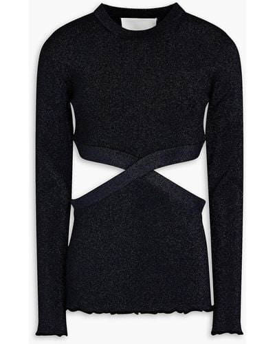 3.1 Phillip Lim Cutout Metallic Ribbed-knit Sweater - Black