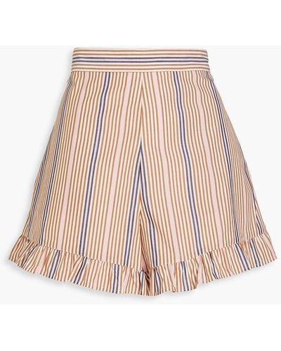 See By Chloé Ruffle-trimmed Striped Cotton-poplin Shorts - Natural