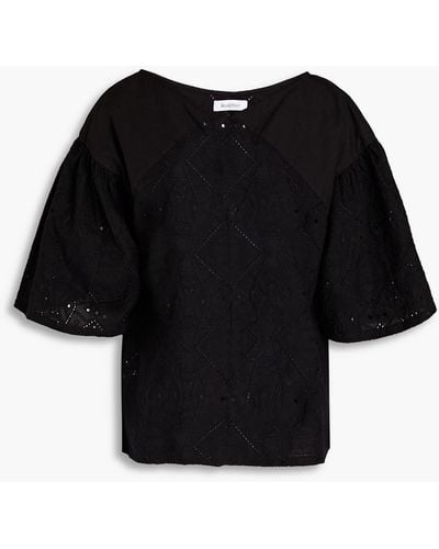Rodebjer Mimi Broderie Anglaise Cotton Top - Black