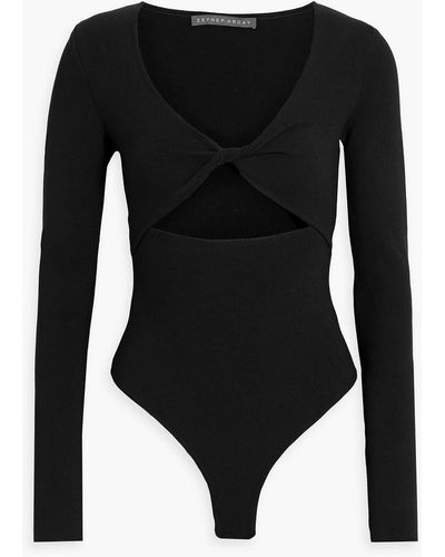 Zeynep Arcay Twist-front Cutout Stretch-knit Bodysuit - Black