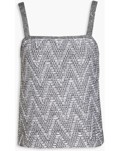 Gentry Portofino Metallic Sequined Textured-knit Top - Grey