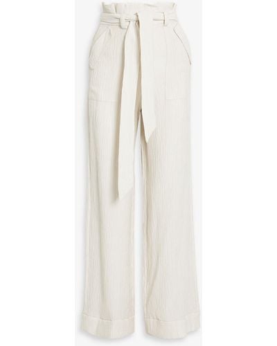 Jonathan Simkhai Damaris Crinkled Lyocell-blend Wide-leg Pants - White