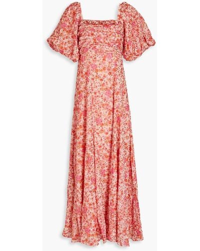 byTiMo Sequin-embellished Floral-print Georgette Maxi Dress - Red